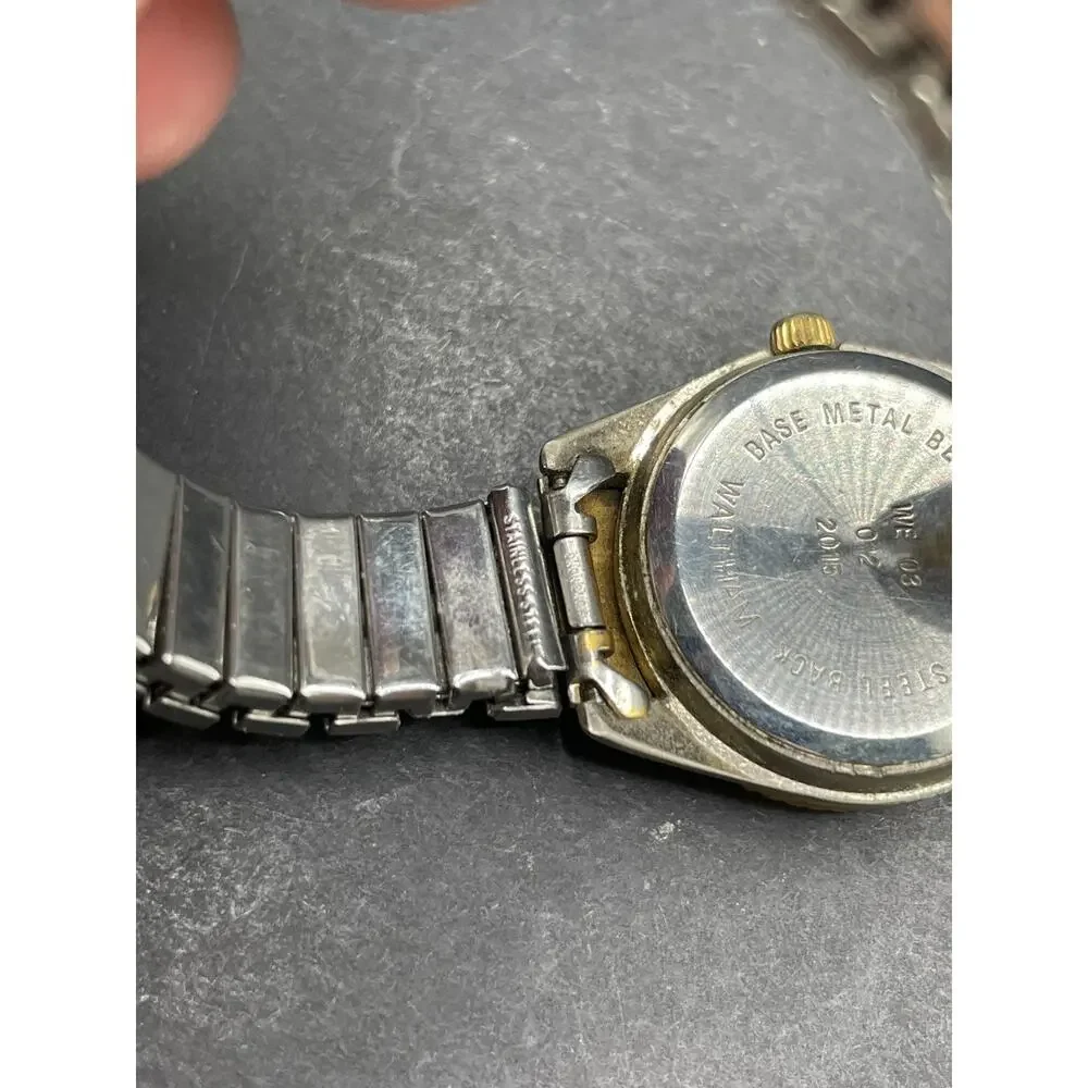 Waltham President Watch Men White Dial Two Tone Date Round 25MM Fluted Bezel